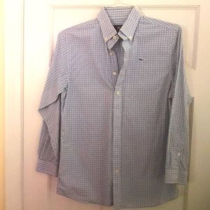 Vineyard Vine, long sleeve, button down, dress shirt, boys 16-18, blue plaid